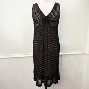 Max Studio Size S Babydoll Dress Y2K Sheer Mesh Black Polka Dot Whimsigoth